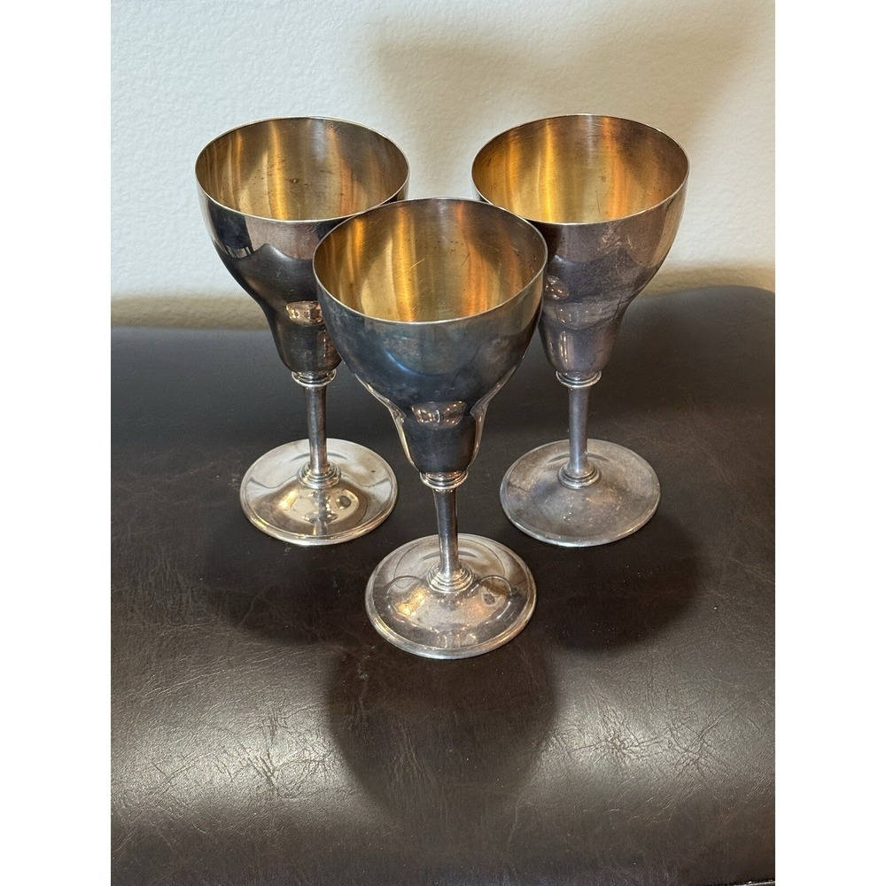 Meriden S P Silver Plate Goblets International Co 2008 Vintage Set Of 3